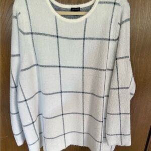 J. Jill White and Gray Plaid Sweater